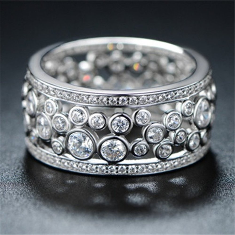🎁 Double Layer Silver Hollow Fashion Rings for Women, PD397
